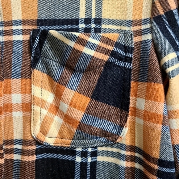 Tattoo Cottagecore Plaid Button Down Shirt Flannel Long Sleeve Orange Blue Small - Picture 6 of 7